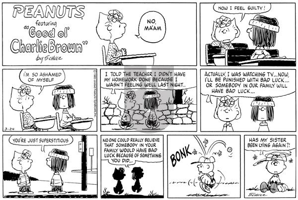 Peanuts on Sunday March 24, 1985 Comic Strip
