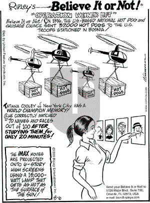 Ripley's Believe It or Not on Friday August 6, 1999 Comic Strip