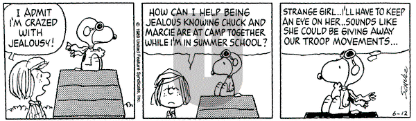 Peanuts on Monday June 12, 1989 Comic Strip