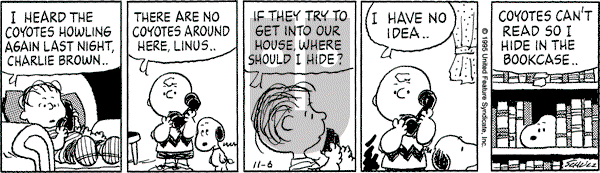 Peanuts - Monday November 6, 1995 Comic Strip