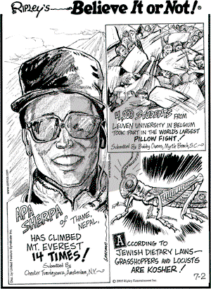 Ripley's Believe It or Not on Saturday July 2, 2005 Comic Strip