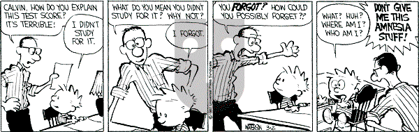 Calvin and Hobbes - Monday March 2, 1987 Comic Strip