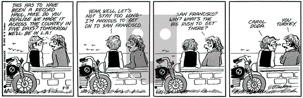Doonesbury on Thursday August 31, 1972 Comic Strip