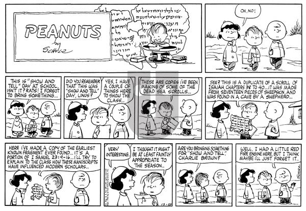 Peanuts on Sunday December 23, 1962 Comic Strip