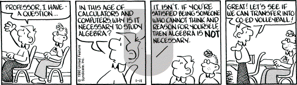Drabble - Thursday January 11, 1990 Comic Strip