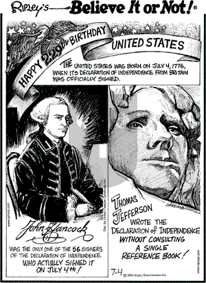 Ripley's Believe It or Not on Monday July 4, 2005 Comic Strip