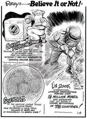 Ripley's Believe It or Not on Monday January 8, 2007 Comic Strip
