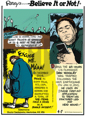 Ripley's Believe It or Not on Wednesday April 7, 2010 Comic Strip