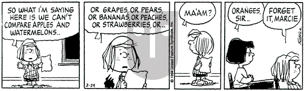 Peanuts on Tuesday March 29, 1994 Comic Strip