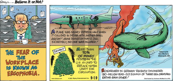 Ripley's Believe It or Not on Sunday September 19, 2021 Comic Strip