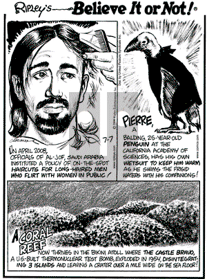 Ripley's Believe It or Not on Monday July 7, 2008 Comic Strip