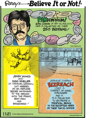Ripley's Believe It or Not on Monday November 21, 2016 Comic Strip