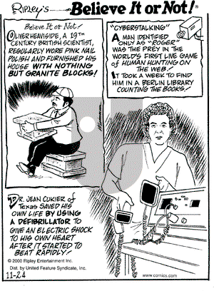 Ripley's Believe It or Not on Friday November 24, 2000 Comic Strip