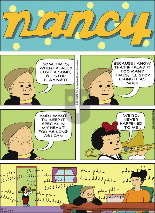Nancy on Sunday November 8, 2020 Comic Strip