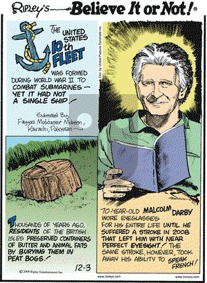 Ripley's Believe It or Not on Thursday December 3, 2009 Comic Strip