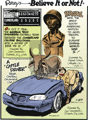 Ripley's Believe It or Not on Tuesday January 27, 2009 Comic Strip