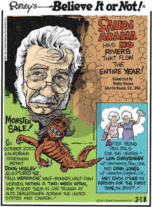 Ripley's Believe It or Not on Friday February 18, 2011 Comic Strip