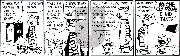 Calvin and Hobbes - Wednesday December 12, 1990 Comic Strip