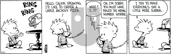 Calvin and Hobbes - Saturday September 24, 2016 Comic Strip