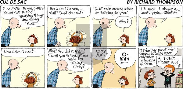 Cul de Sac on Sunday January 21, 2018 Comic Strip