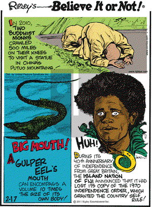 Ripley's Believe It or Not on Thursday February 17, 2011 Comic Strip