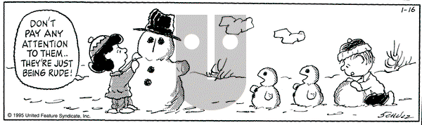 Peanuts on Monday January 16, 1995 Comic Strip