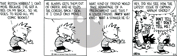 Calvin and Hobbes - Tuesday May 31, 1988 Comic Strip
