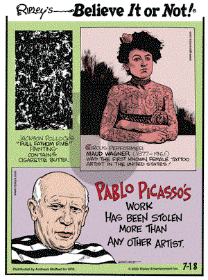 Ripley's Believe It or Not on Saturday July 18, 2020 Comic Strip