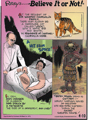 Ripley's Believe It or Not on Saturday April 10, 2021 Comic Strip
