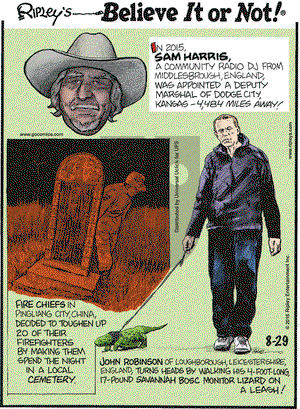 Ripley's Believe It or Not on Monday August 29, 2016 Comic Strip