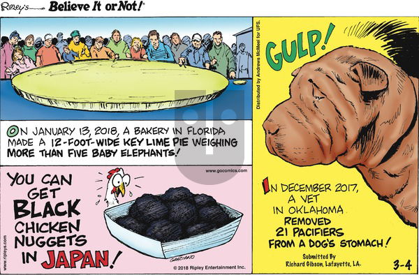 Ripley's Believe It or Not on Sunday March 4, 2018 Comic Strip