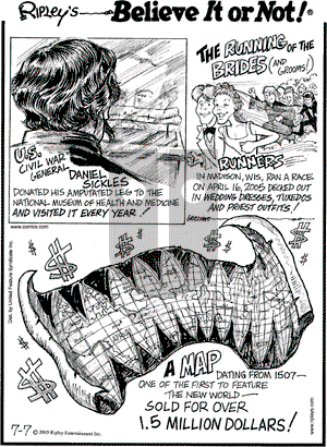 Ripley's Believe It or Not on Thursday July 7, 2005 Comic Strip