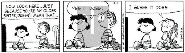 Peanuts - Friday March 3, 1995 Comic Strip