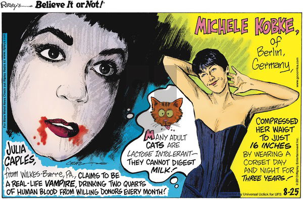 Ripley's Believe It or Not on Sunday August 25, 2013 Comic Strip
