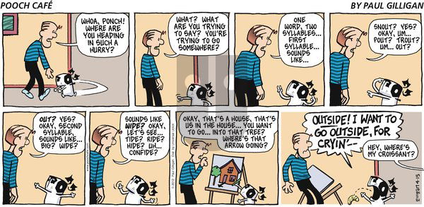 Pooch Cafe on Sunday April 15, 2012 Comic Strip