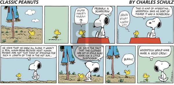 Peanuts on Sunday September 1, 2019 Comic Strip