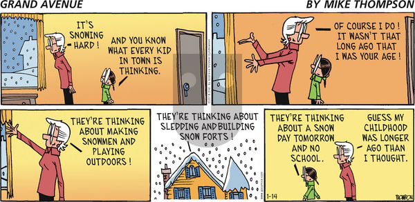 Grand Avenue on Sunday January 14, 2018 Comic Strip