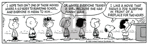Peanuts on Wednesday August 16, 1995 Comic Strip