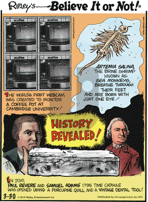 Ripley's Believe It or Not on Monday March 30, 2015 Comic Strip