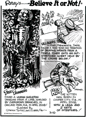 Ripley's Believe It or Not on Thursday July 10, 2008 Comic Strip