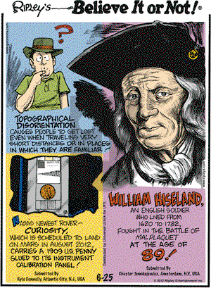 Ripley's Believe It or Not - Monday June 25, 2012 Comic Strip