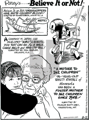 Ripley's Believe It or Not on Thursday August 12, 1999 Comic Strip