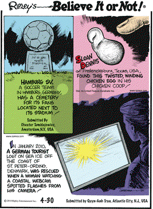 Ripley's Believe It or Not on Friday April 30, 2010 Comic Strip