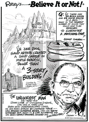 Ripley's Believe It or Not on Friday January 12, 2007 Comic Strip