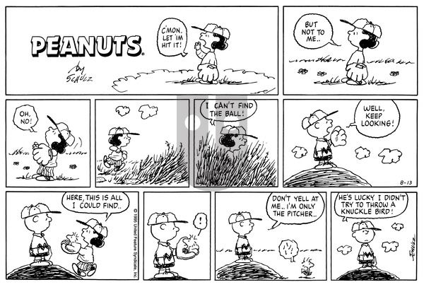 Peanuts on Sunday August 13, 1995 Comic Strip