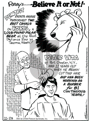 Ripley's Believe It or Not on Tuesday December 23, 2003 Comic Strip