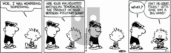 Calvin and Hobbes on Saturday February 1, 1986 Comic Strip