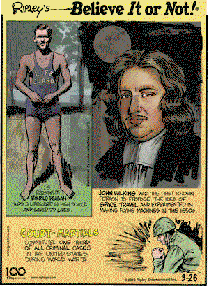 Ripley's Believe It or Not on Tuesday March 26, 2019 Comic Strip