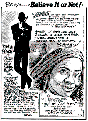 Ripley's Believe It or Not on Saturday January 13, 2007 Comic Strip