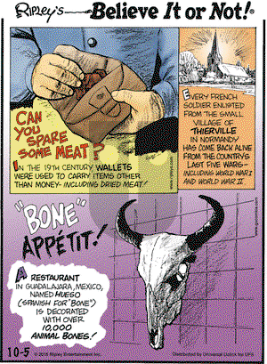 Ripley's Believe It or Not on Monday October 5, 2015 Comic Strip